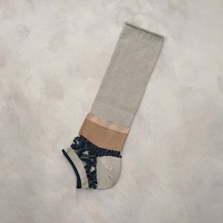 paisley ankle cover socks (see-through) <gray> L-L18