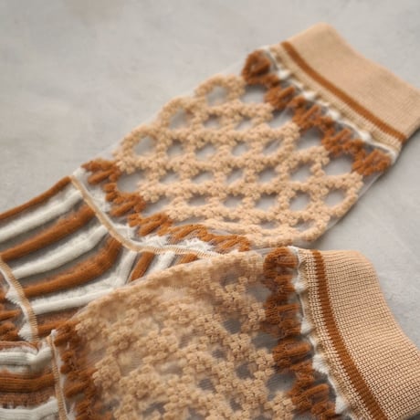 see-through check <beige> L-M39