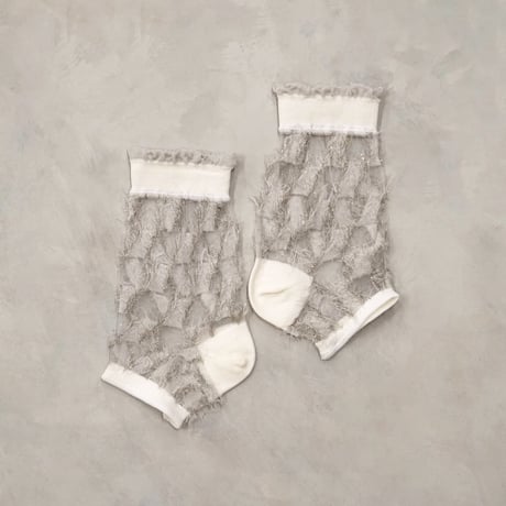 see-through fringe ankle cover socks (short) <gray> L-S72