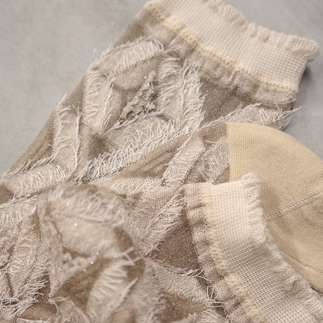 see-through triangle fringe <mocha beige> L-M80