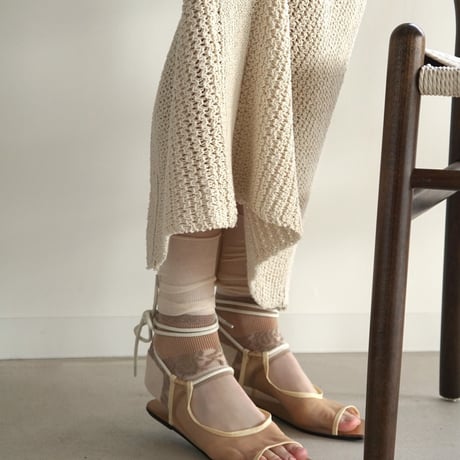 paisley ankle cover socks (see-through) <beige> L-L18