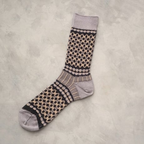 《men's》block check jacquard <charcoal × gray> M-M19
