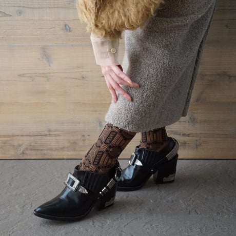 oval & stripe jacquard <camel> L-M45