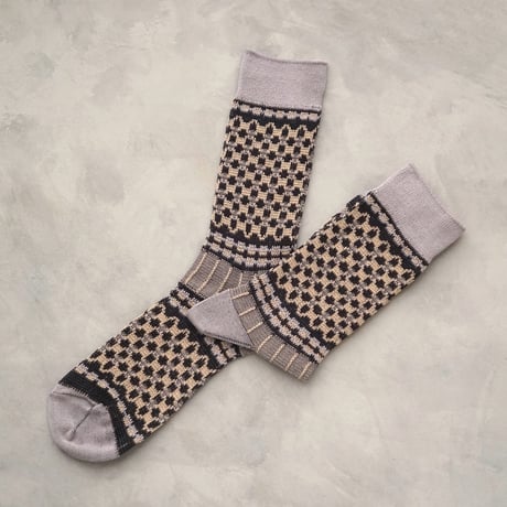 《men's》block check jacquard <charcoal × gray> M-M19