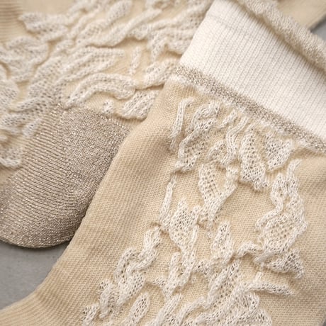 flower lace ankle cover socks (short) <beige> L-S70