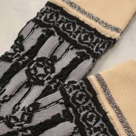 decoration stripes high socks <gray> L-L10