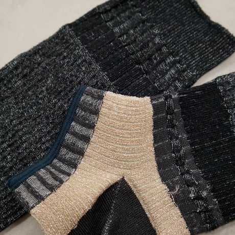 linen blend ankle cover socks <black> L-L06