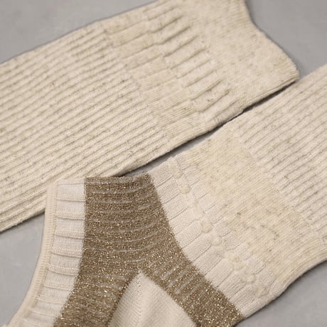 linen blend ankle cover socks <beige> L-L06