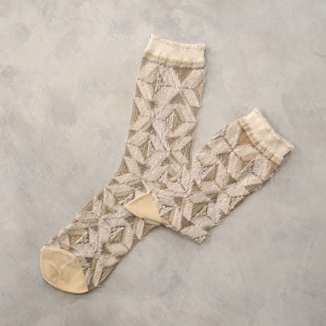 see-through triangle fringe <mocha beige> L-M80
