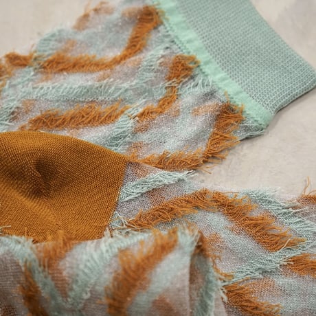 fringe check see-through <gray> L-S83