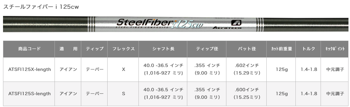スチールファイバー i 125 フレックス：S アイアン専用シャフト単品