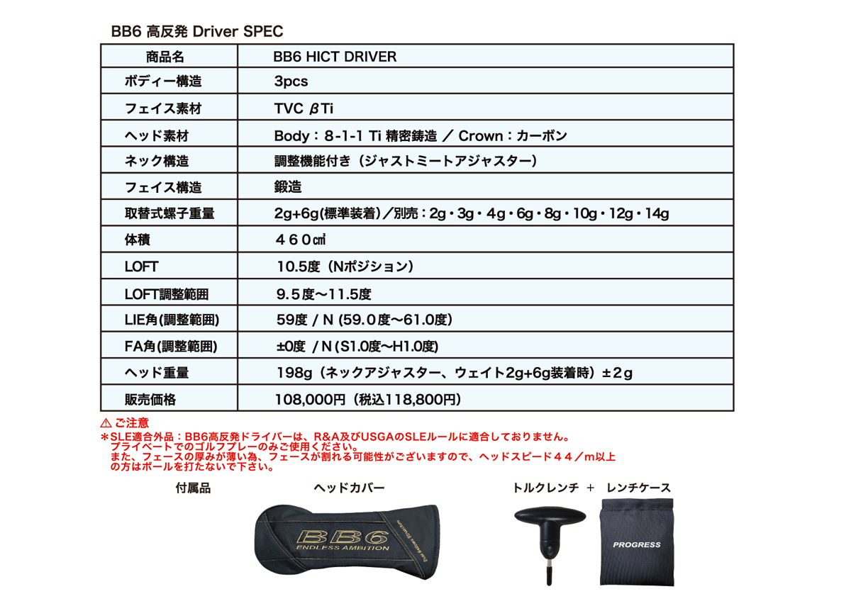 プログレス BB6 「高反発」 ドライバー アーチ Arch CA-01 ドライバー