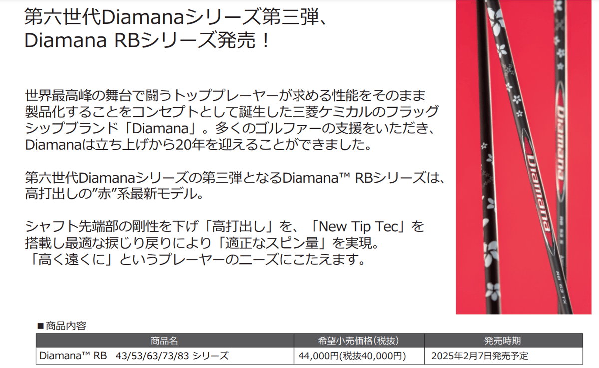 ディアマナ Diamana RB ドライバー用シャフト | クリエーション