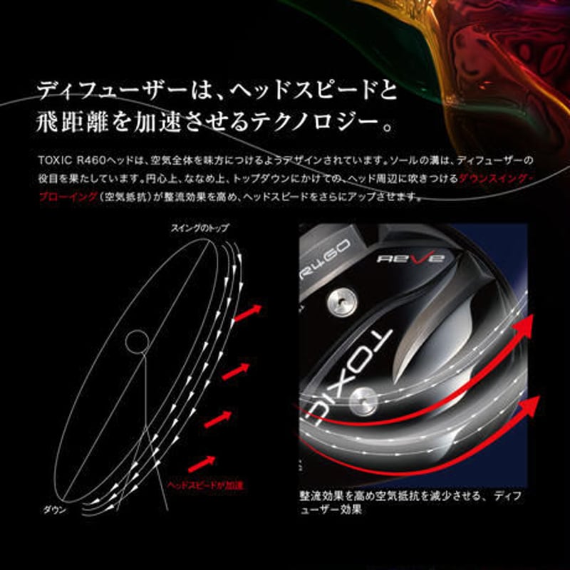 アサルトアタック　５０Ｓ装着　ＲＥＶＥ ＴＯＸＩＣ 　Ｒ４６０　ドライバー　９度 レーヴ TOXIC R460 ドライバー レイヴァー アサルト アタック