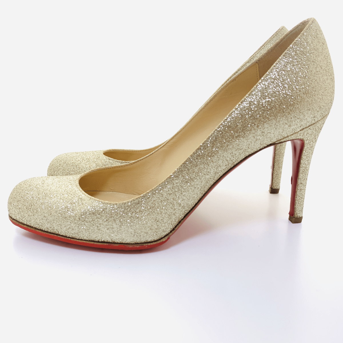 Christian Louboutin パンプス グリッター シルバー 25.0cm | ラク