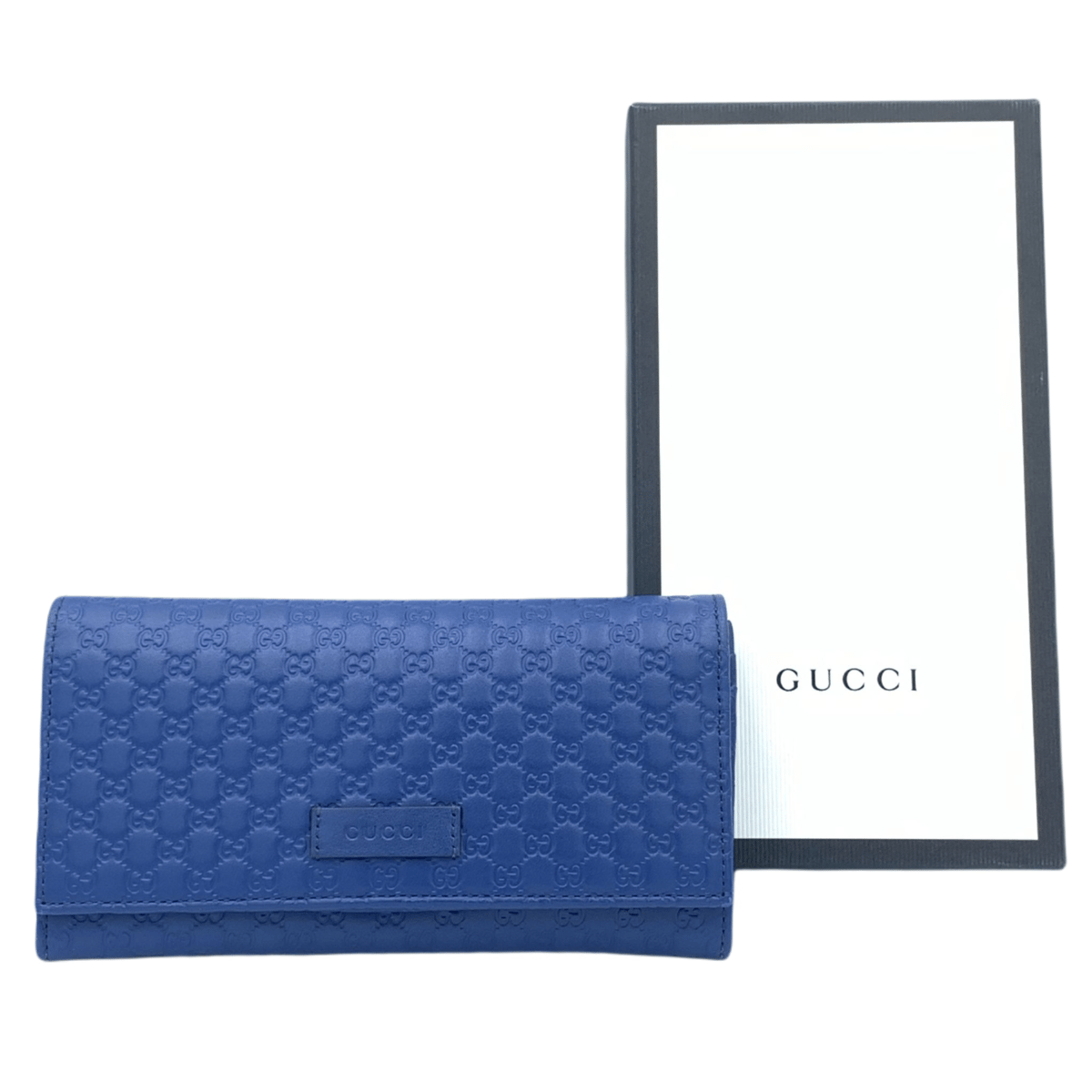 GUCCI マイクログッチシマ 長財布 ブルー 449396 | ラクトクショッピング