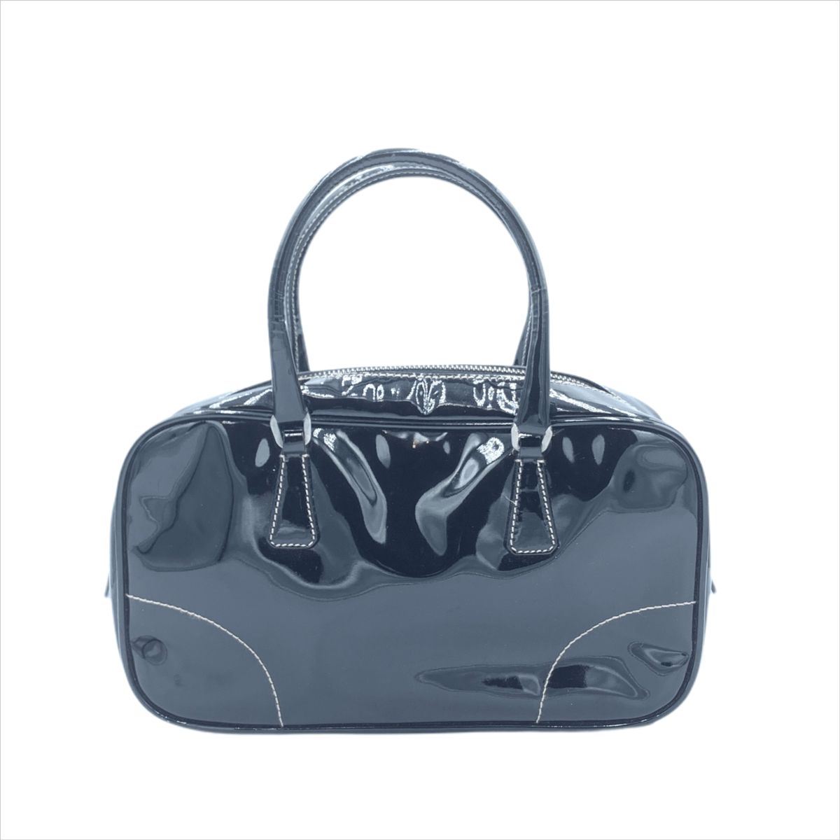 T1640 プラダ PRADA ハンドバッグ エナメル ブラック PRADA ハンドバッグエナメル T1640 プラダ PRADA ハンドバッグ