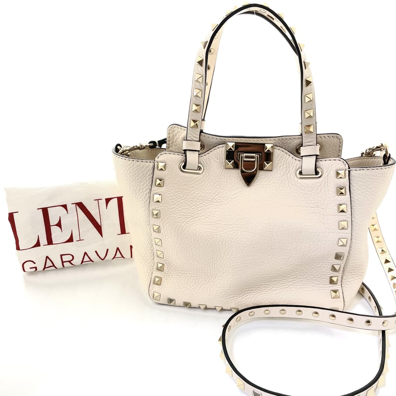 Valentino Garavani ロックスタッズ 2way トートバッグ アイボリー |