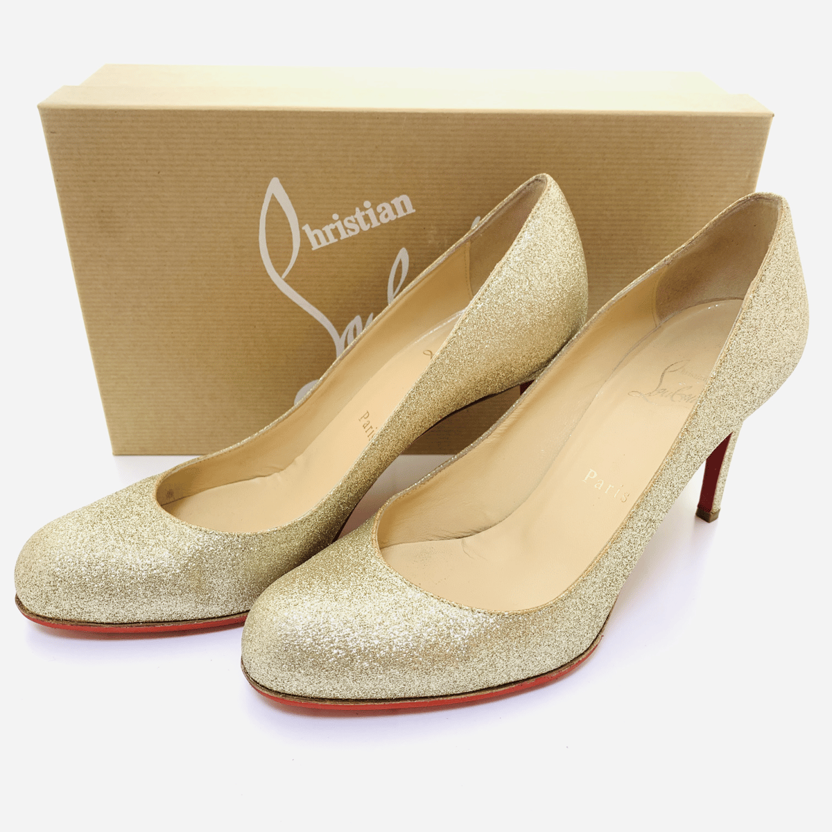 Christian Louboutin パンプス グリッター シルバー 25.0cm Christian Louboutin パンプス グリッター シルバー 25.0cm