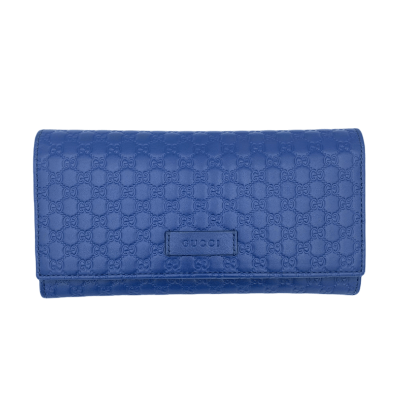 箱付き極美品✨GUCCI マイクロシマ GG柄 ロゴプレート 長財布449396 GUCCI マイクログッチシマ 長財布 ブルー 449396 | ラクトクショッピング