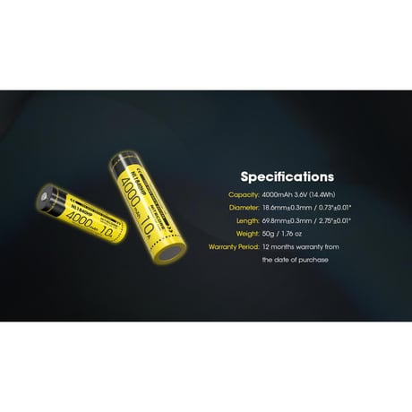NITECORE ナイトコア / NL1840HP（18650型リチウムイオン充電池）
