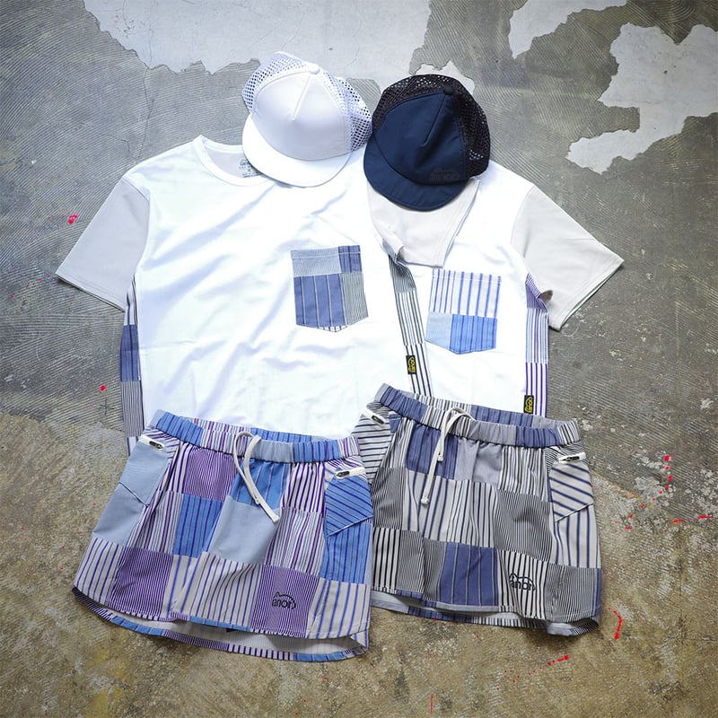 ranor ラナー / STRIPE PW MIDDLE SKIRT《BLK》 ストライプ ミ