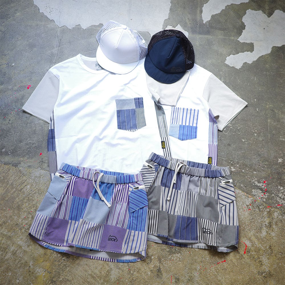 ranor ラナー / STRIPE PW MIDDLE SKIRT《BLK》 ストライプ ミ