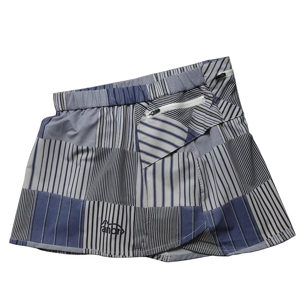 ranor ラナー / STRIPE PW MIDDLE SKIRT《BLK》 ストライプ ミ