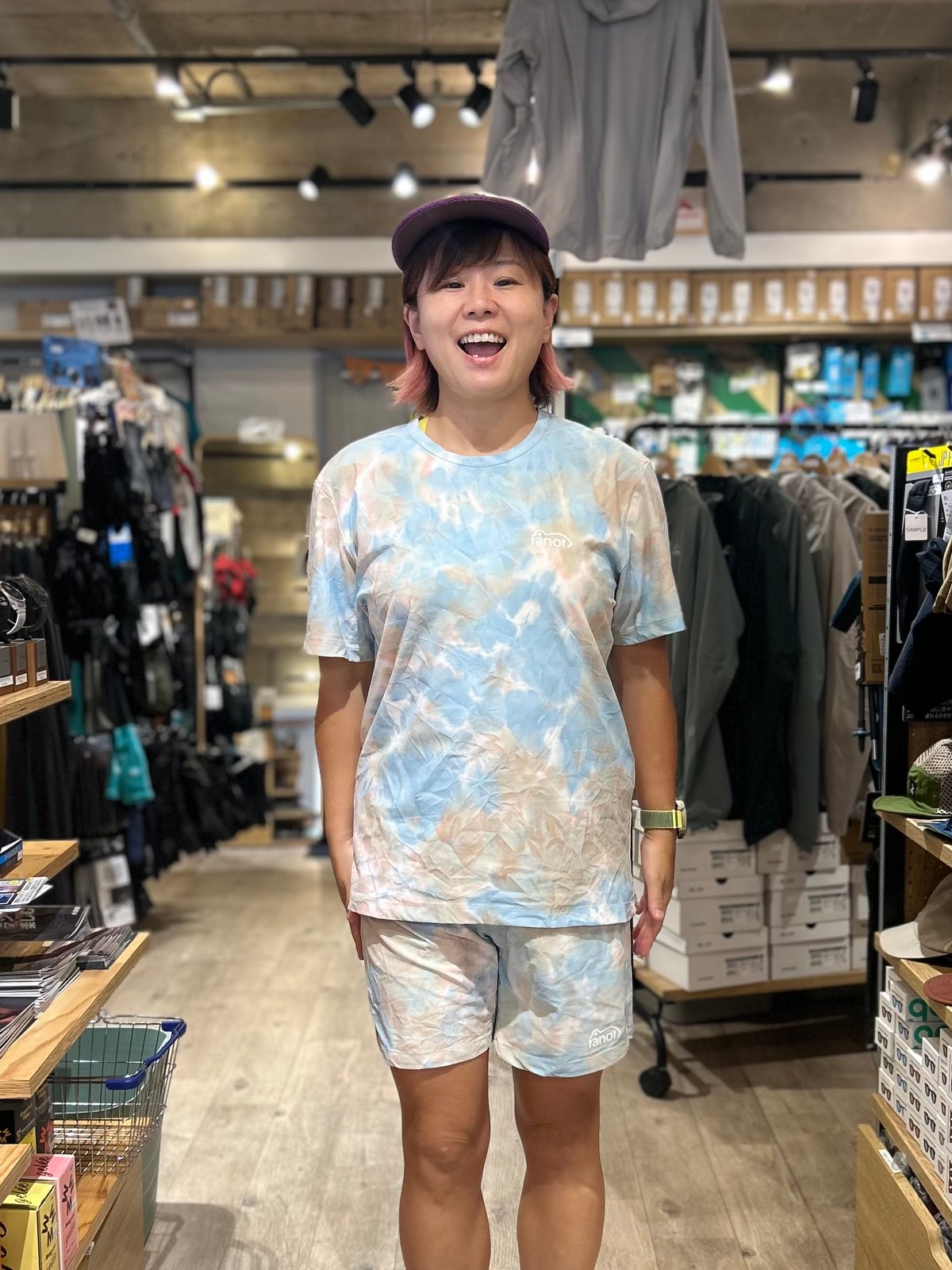 ranor ラナー / TIEDEYING MIDDLE SHORTS《BE×SAX》 | T