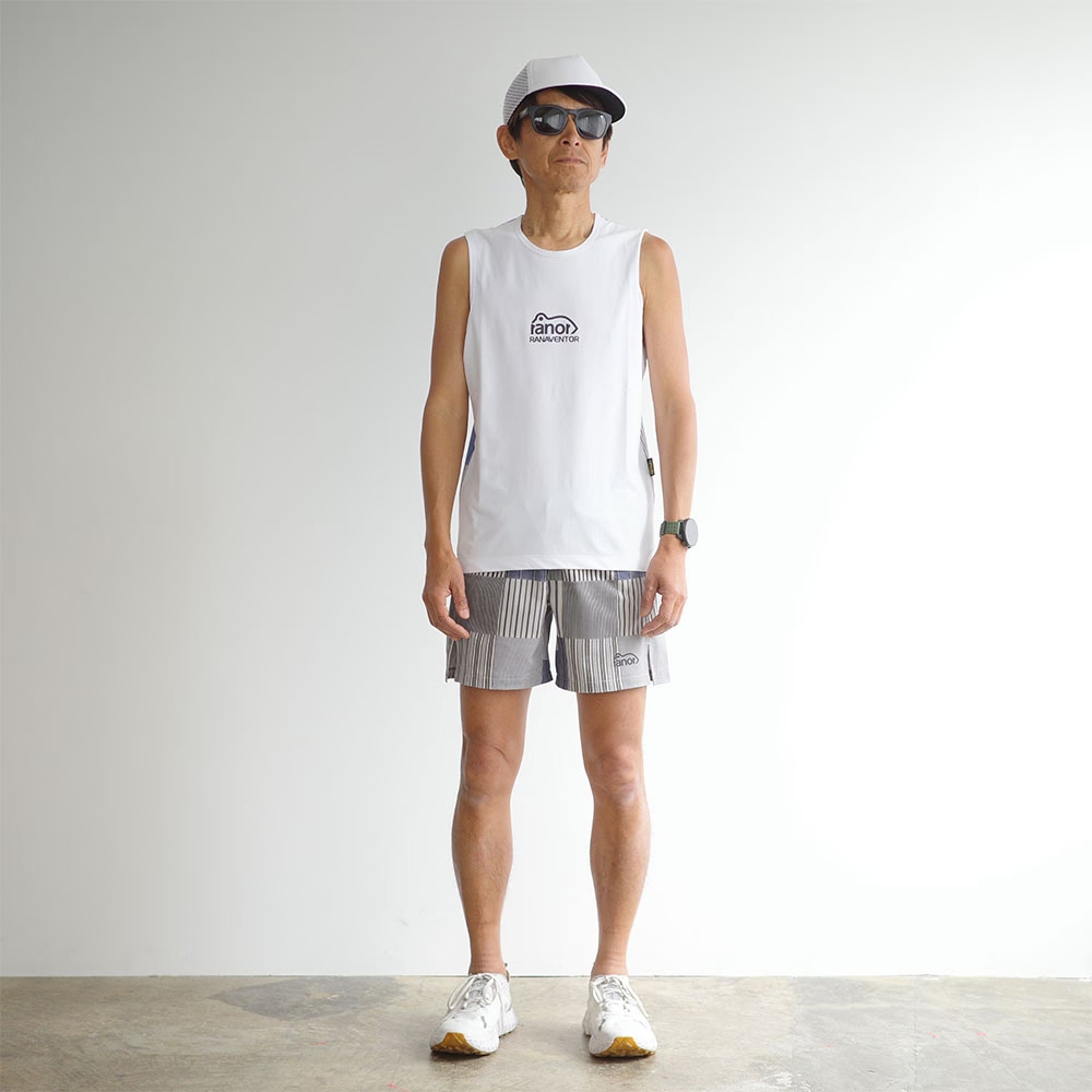 ranor ラナー RANAVENTOR スリーブレス Tシャツ ホワイト L ranor ラナー / STRIPE PW NOSLEEVE 《BLU》 ストライプ ノー