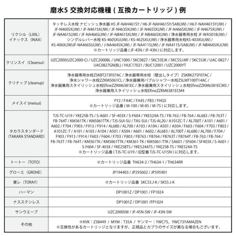 アンダーシンクタイプ浄水器 交換用カートリッジ「磨水5」