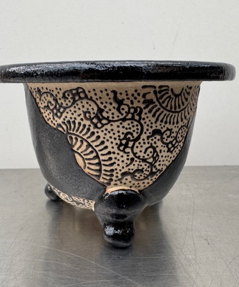 2609 中国骨董　花鳥文　鉢　植木鉢　時代物 2609 中国骨董 花鳥文 鉢 植木鉢 時代物