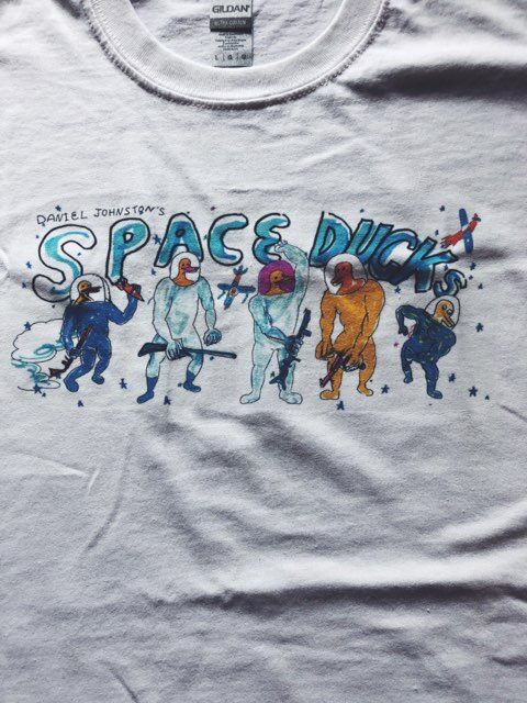 ダニエル・ジョンストン Space Ducks Tシャツ ホワイト/XL