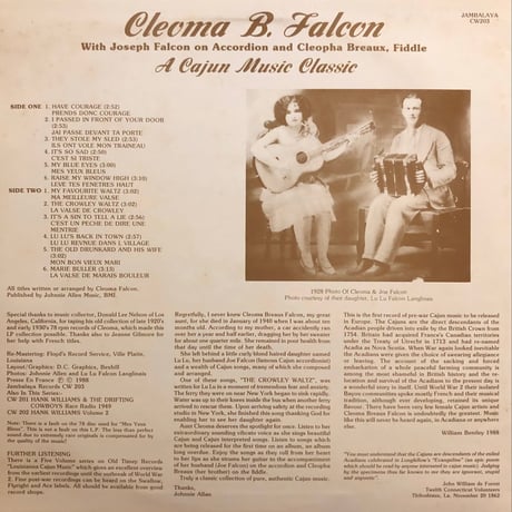 Cleoma B. Falcon / A CAJUN MUSIC CLASSIC
