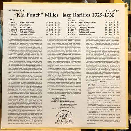 “Kid Punch” Miller / JAZZ RARITIES 1929-1930