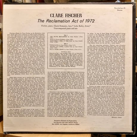 Clare Fischer / RECLAMATION ACT OF 1972