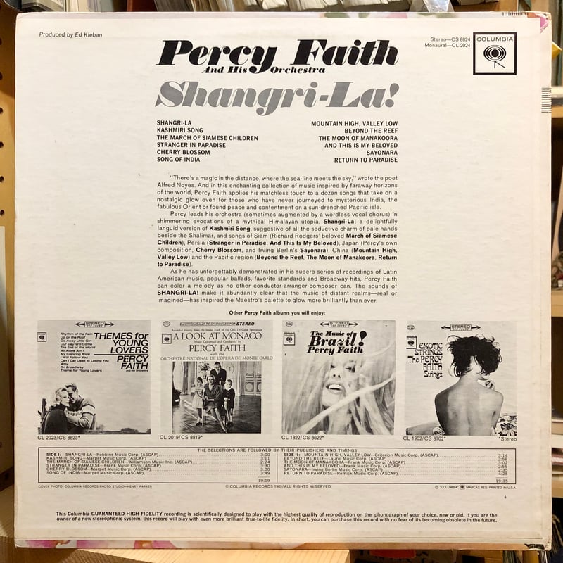 洋楽 Percy Faith Music of Brazil / Shangri-La Amazon.com: Music of Brazil / Shangri-La