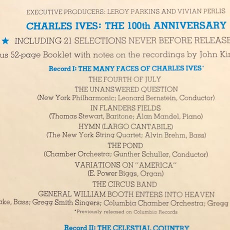 CHARLES IVES : THE 100TH ANNIVERSARY (5LP BOX SET)