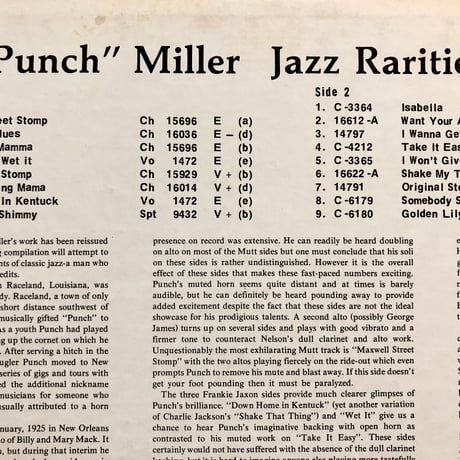“Kid Punch” Miller / JAZZ RARITIES 1929-1930