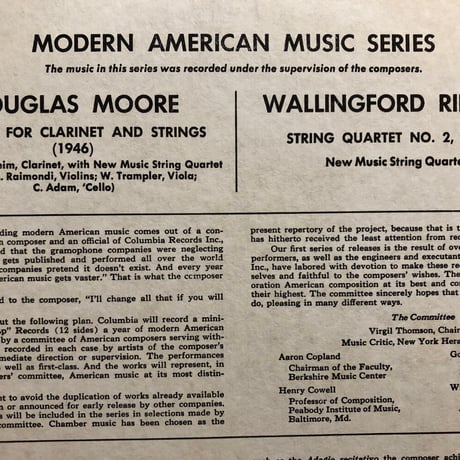 New Music String Quartet / DOUGLAS MOORE // WALLINGFORD RIEGGER