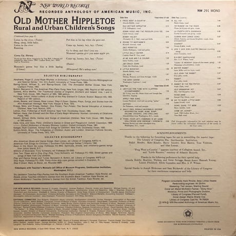 OLD MOTHER HIPPLETOE - RURAL AND URBAN CHILDREN’S SONGS