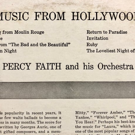 Percy Faith And His Orchestra / MUSIC FROM HOLLYWOOD