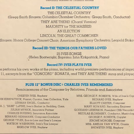 CHARLES IVES : THE 100TH ANNIVERSARY (5LP BOX SET)
