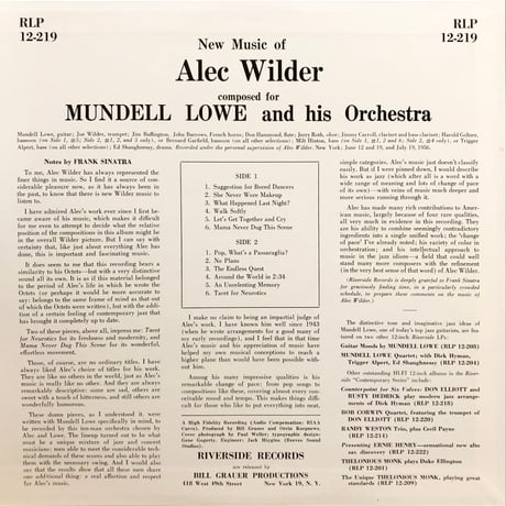 Mundell Lowe And His Orchestra / NEW MUSIC OF ALEC WILDER