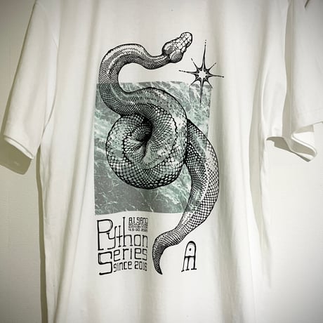 佐野藍個展限定Tシャツ "The Python Series is like Polaris" ティノスグリーン