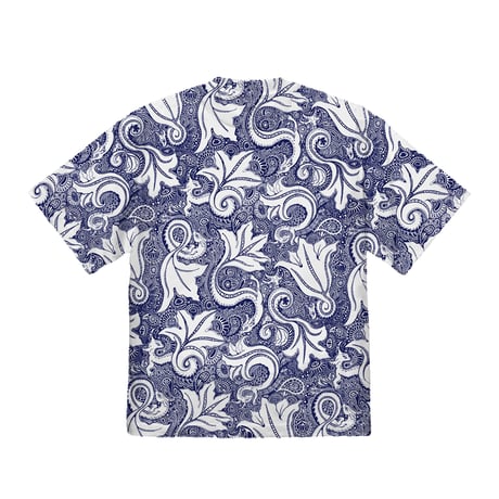 佐野藍個展Tシャツ アルビナリリー・ペイズリーTシャツ　インディゴ