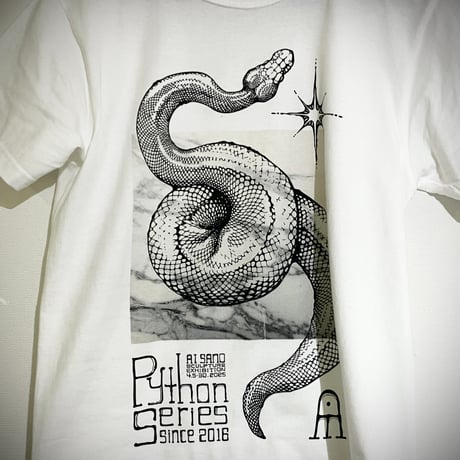 佐野藍個展限定Tシャツ "The Python Series is like Polaris" ビアンコブルイエ