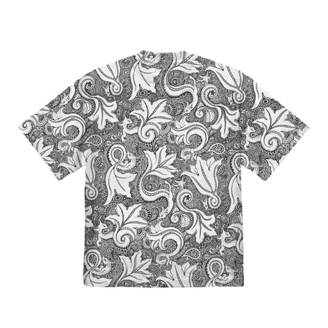 佐野藍個展Tシャツ アルビナリリー・ペイズリーTシャツ　モノクロ