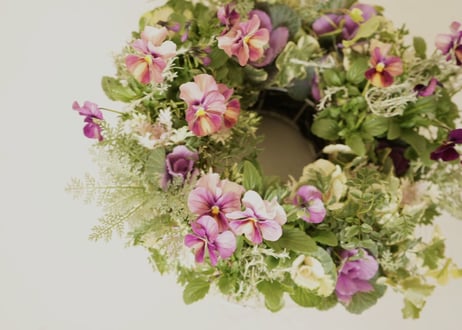 ☾すぐ植えプランツ☽ ふんわり可愛い葉牡丹リース 30センチ 寄せ植え お正月玄関飾り