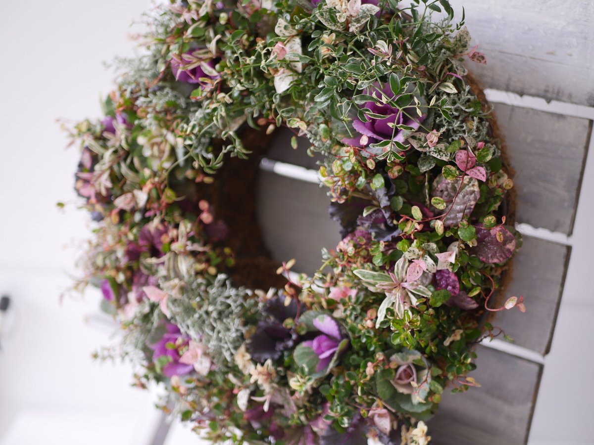 季節のリース 花苗たっぷり 直径35センチリース 開店祝い 新築